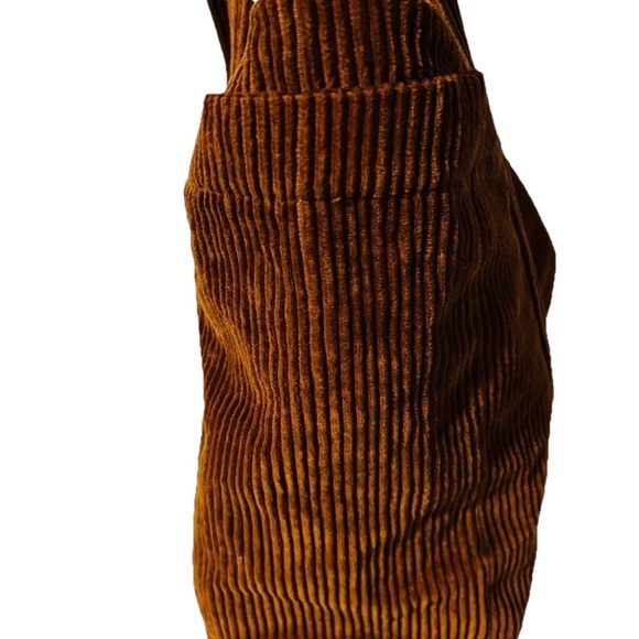 Vintage Style Zara Corduroy Rich Brown Front Pocket Large Tote Bag Women’s - Picture 4 of 10
